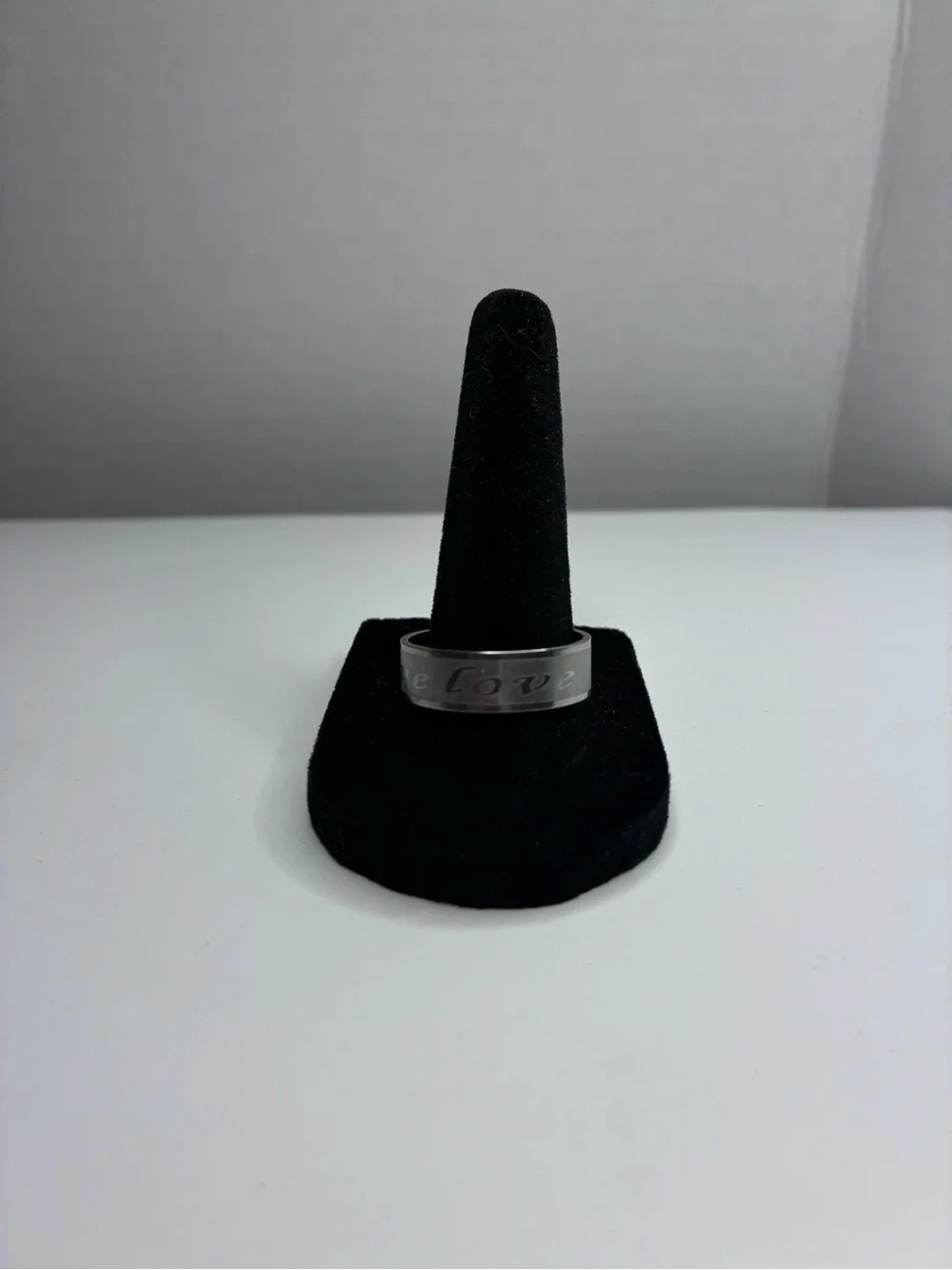 Men's Stainless Steel Silver Colored Band Promise Ring Says 